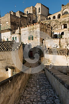 Matera, Basilicata, Italy: picturesque view of an ancient street in the old town `Sassi di Matera `