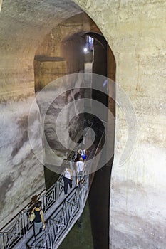 Ancient matera water cistern, in the city subterranean