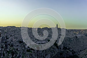 Matera, Italy 21 August 2019: Matera during the dusk and the awesome downtown