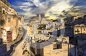 Matera over sunset. Italy