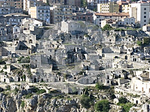 Matera with the rupestrian churches ands houses in Italy