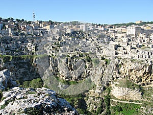 Matera with the rupestrian churches ands houses in Italy