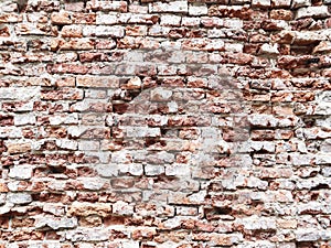 Material background of antique old ancient brick wall.