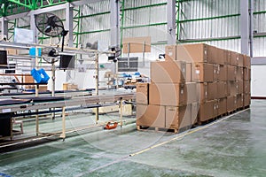Material box near the production line in the factory
