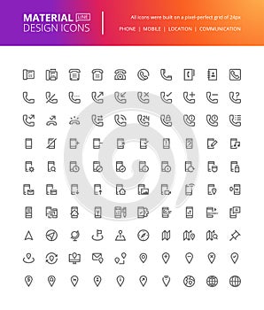 Material design communication and navigation icons set