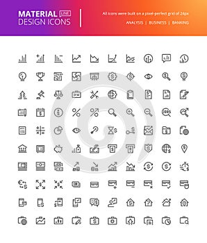 Material design finance and banking icons set