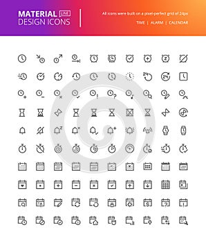 Material design time and date icons set