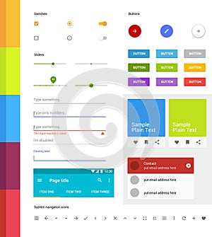 Material design ui set. Modern ui elements. Set of simple icons. Android UI kit