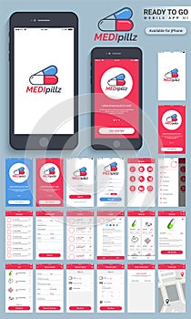 Material Design UI, UX, GUI screens for Health & Medical.