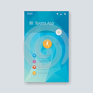 Material design user interface template. Low poly