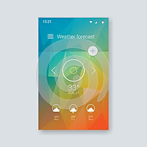Material design user interface. Weather forecast