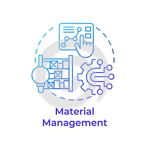 Material management blue gradient concept icon