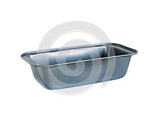 Material rectangle baking loaf pan non-stick coating. isolated o