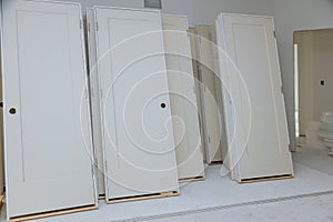 Material for repairs in an apartment is under construction, remodeling, rebuilding and renovation door for a new home before