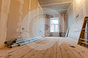 Material for repairs in an apartment is under construction, remodeling, rebuilding and renovation. photo