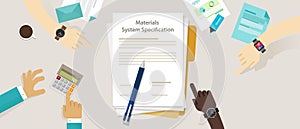 Material system specifications project procurement user requirement document