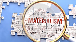 Materialism and related ideas on a puzzle pieces. A metaphor showing complexity of Materialism analyzed with a help of a