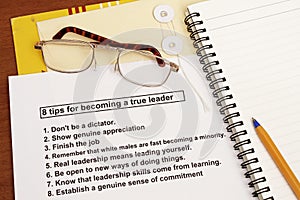Materials for leadership workshop