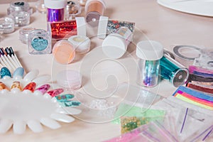 Materials for manicure on a white background. studio shot