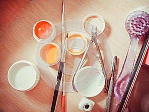 Materials for manicure on a white background. studio shot