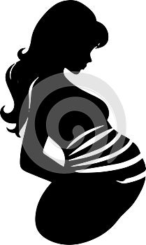 Maternal Glow: Radiant Vector Silhouette of an Expecting Mother