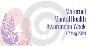 Maternal mental health awareness week banner with mother and baby silhouette vector illustration photo