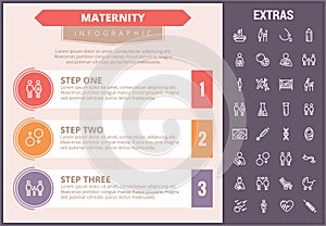 Maternity infographic template, elements and icons