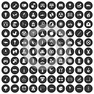 100 maternity leave icons set black circle