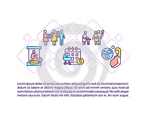 Maternity leave types concept line icons with text