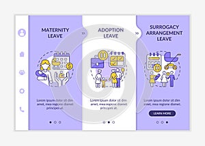 Maternity leave types onboarding vector template