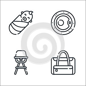Maternity line icons. linear set. quality vector line set such as baby bag, high chair, ovum