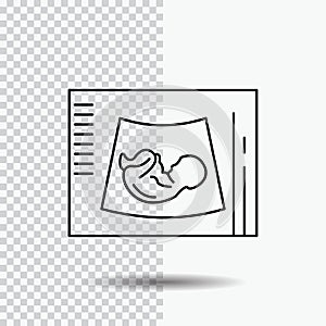 Maternity, pregnancy, sonogram, baby, ultrasound Line Icon on Transparent Background. Black Icon Vector Illustration