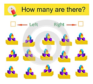 Math activity for kids. Developing numeracy skills. Cartoon pyramid