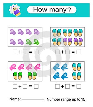 Math activity for kids. Developing numeracy skills. Vector. flat design.