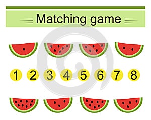 Math activity for kids. Matching game. Developing numeracy skills. Number range up to 8