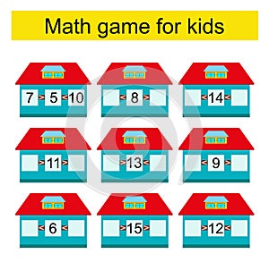 Math activity. Number range up to 20. Developing numeracy skills. Vector.