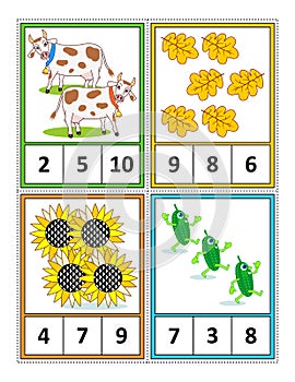 Math activity page for kids - learn and practice counting - circle the correct answer