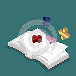 Math book isometric design icon vector