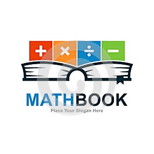 Math book logo vector icon