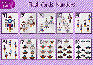 math card for children. the study of numbers. children\'s logic problems. numerical rockets.