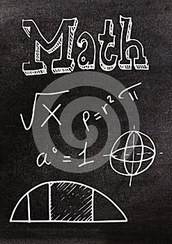 Math doodles on blackboard