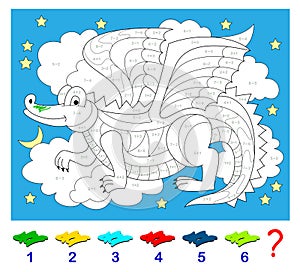 Math education for children. Coloring book. Mathematical exercises on addition and subtraction. Solve examples.