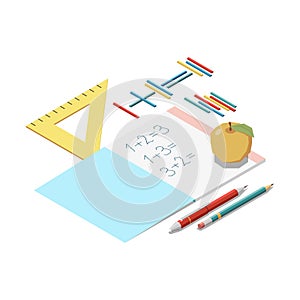 Math Education Isometric Composition