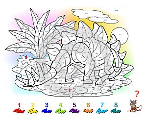 Math education for little children. Coloring book. Mathematical exercises on addition and subtraction. Solve examples and paint