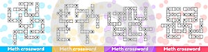 Math educational game for preschool and school age children. Solve the crossword.