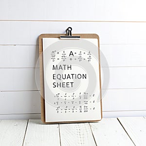 Math equation sheet illustration isolated on white background
