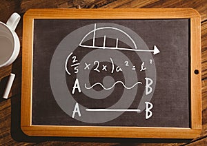 math equations on blackboard with chalk