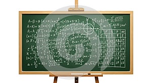 Math Equations and Formulas on a Green Chalkboard