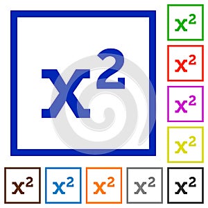 Math exponentiation flat framed icons