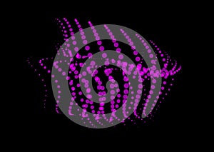 Math flow template for presentation. Light-emitting lines highlighting regularity space of particles. Ordered sinusoidal